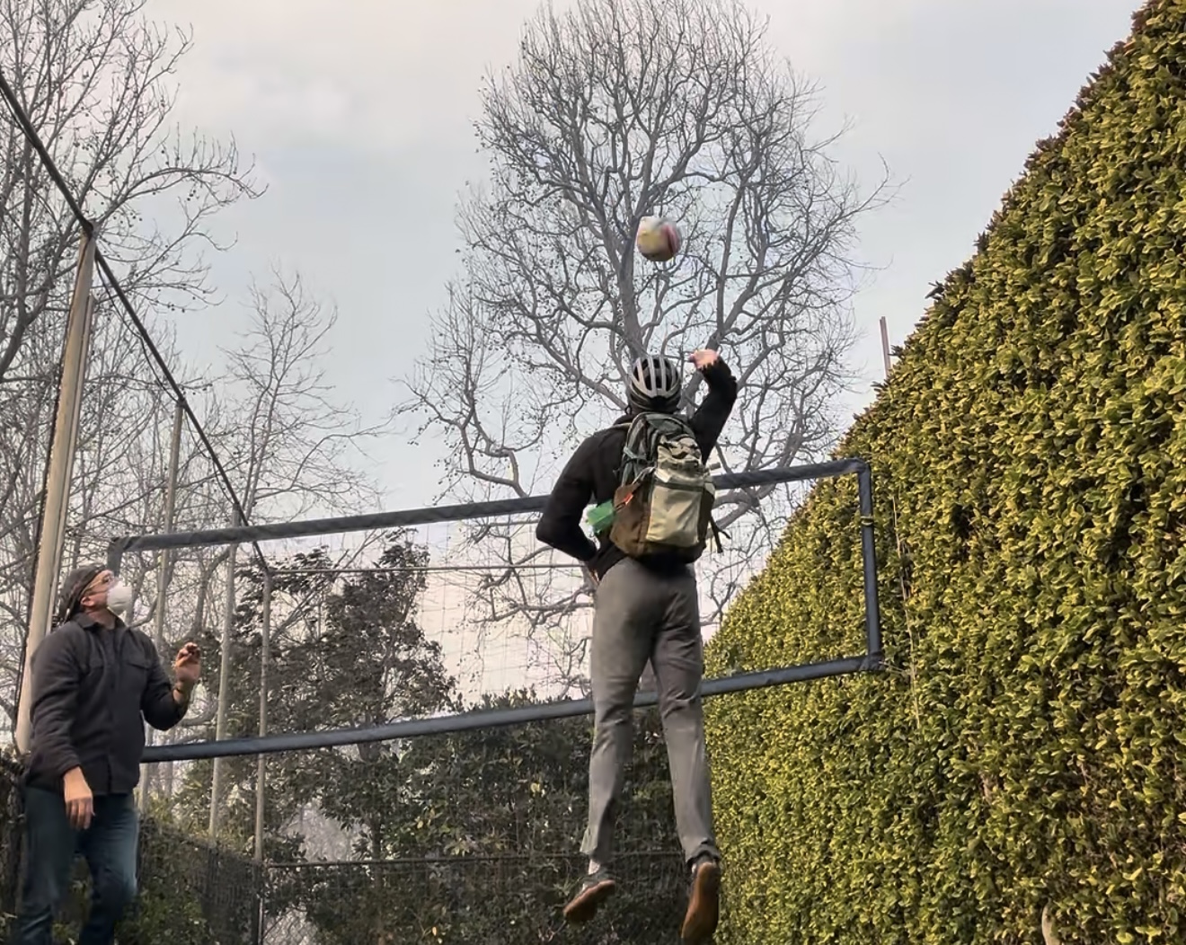 The backyard court, day after the Palisades fire